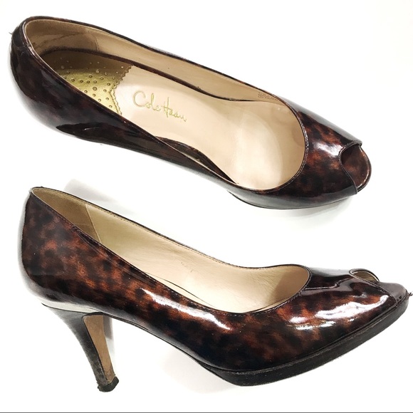 Cole Haan Shoes - Cole Haan Animal Print Patent Leather Peep Toe 7.5
